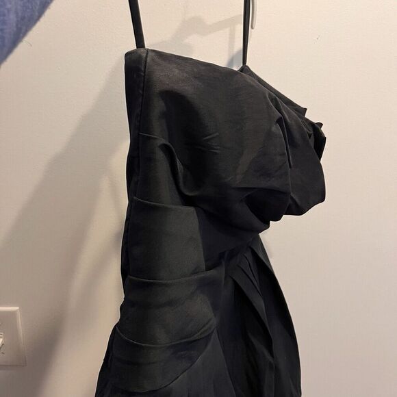 Betsy Adam Black Mini Dress Bubble Skirt 8 Women LBD Cocktail Formal Semi Ruched - Picture 9 of 14